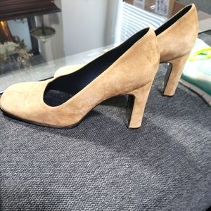 TAN Suede Heels - womans size 8